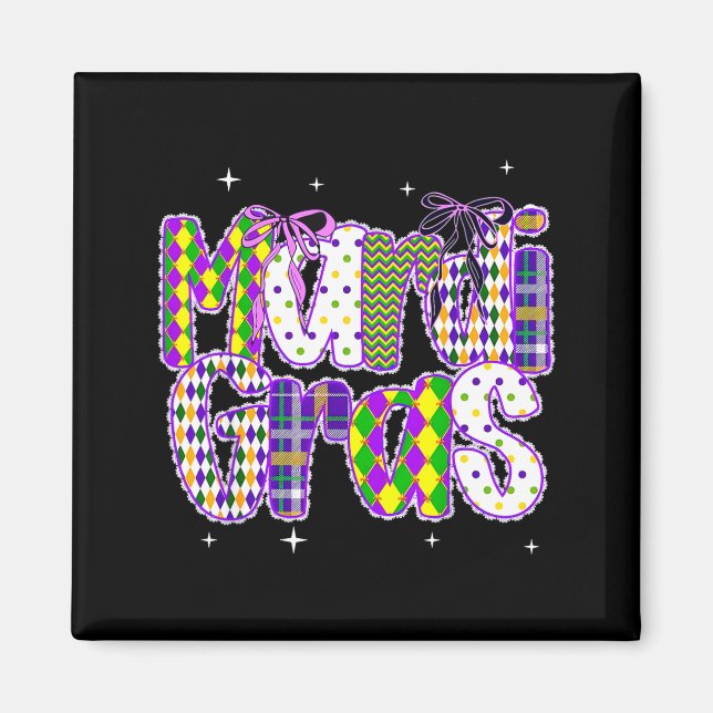 Coquette Bow Mardi Gras New Orleans Louisiana Dalm Magnet (Front)