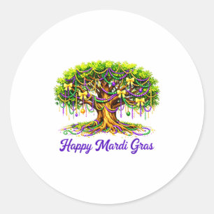 Coquette Bow Mardi Gras Tree Beads New Orleans Fes Classic Round Sticker