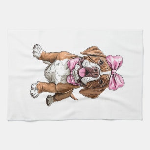 Coquette Bow Mastiff Dog Mom Girl Pink Kitchen Towel