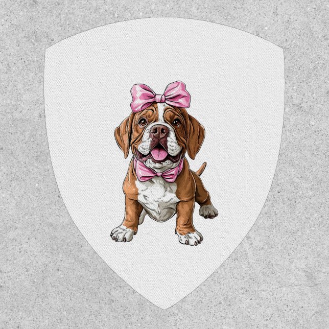 Coquette Bow Mastiff Dog Mom Girl Pink Patch (Front)