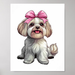 Coquette Bow Mastiff Dog Mom Girl Pink Poster