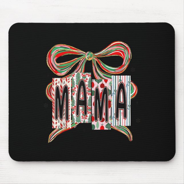Coquette Bow Merry Christmas Mama Grandma Xmas Paj Mouse Pad (Front)