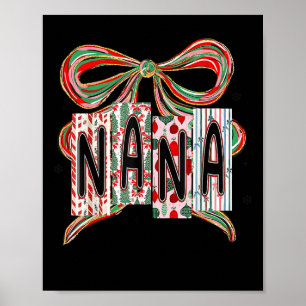 Coquette Bow Merry Christmas Nana Grandma Xmas Paj Poster