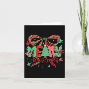 Coquette Bow Merry Christmas Snowflake Xmas Pajama Card