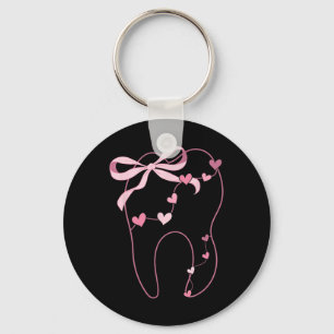 Coquette Bow Molar Dentist Dental Hygienist Valent Keychain