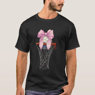 Coquette Bow Netball Mothers Day Pink Ribbon Mom G T-Shirt