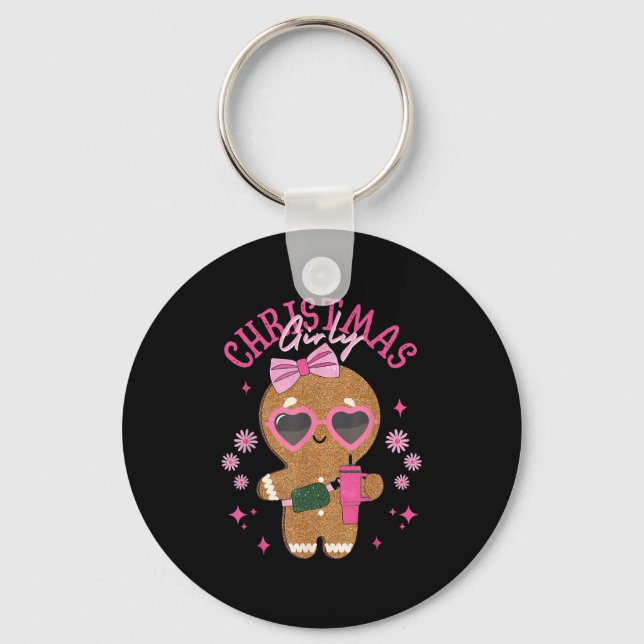 Coquette Bow Nk Gingerbread Christmas Girly Xmas H Keychain (Front)