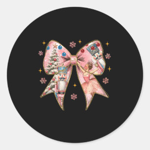 Coquette Bow Nutcracker Christmas Xmas Family Paja Classic Round Sticker