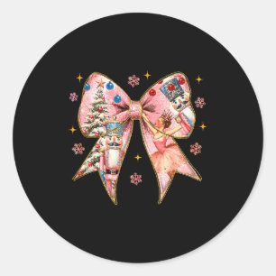 Coquette Bow Nutcracker Christmas Xmas Family Paja Classic Round Sticker