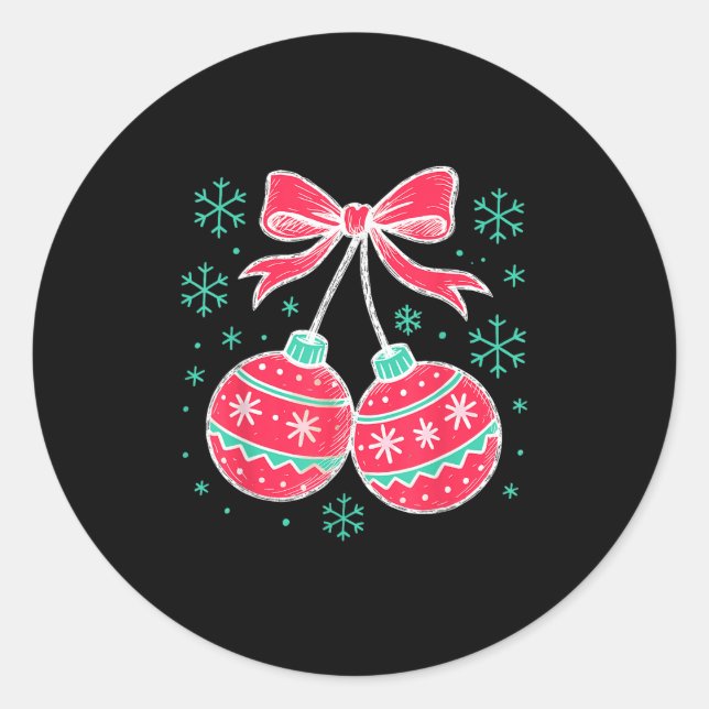 Coquette Bow Nuts Ornament Christmas Xmas Family H Classic Round Sticker (Front)