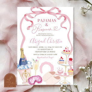 Coquette Bow Pajamas and Processo Bridal Shower Invitation