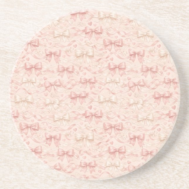Coquette Bow Pattern Coaster (Front)
