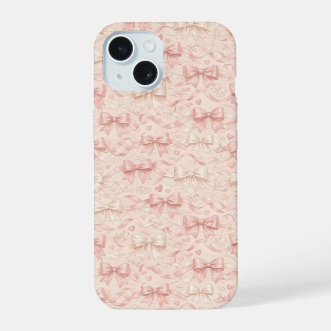 Coquette Bow Pattern iPhone 15 Case (Back)