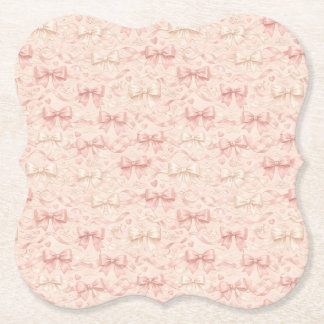 Coquette Bow Pattern Paper Coaster