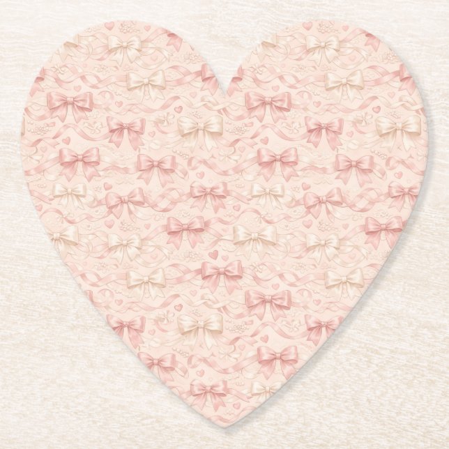 Coquette Bow Pattern Paper Coaster (Front)