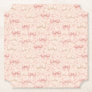 Coquette Bow Pattern Paper Coaster