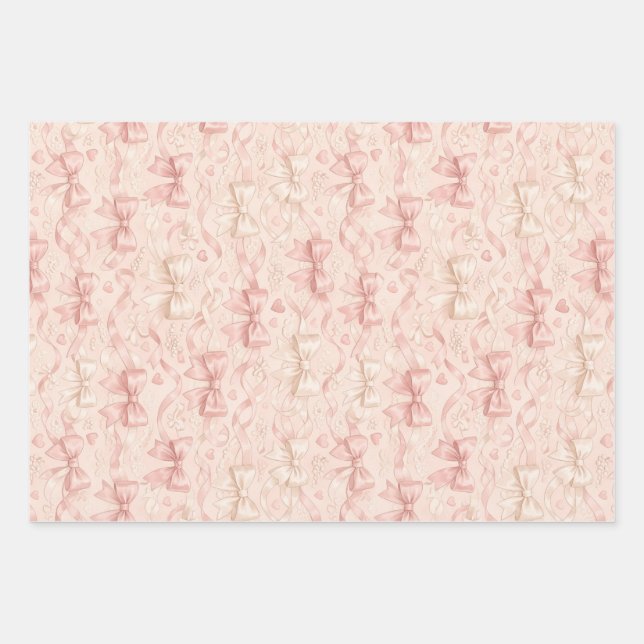 Coquette Bow Pattern Wrapping Paper Sheets (Front)