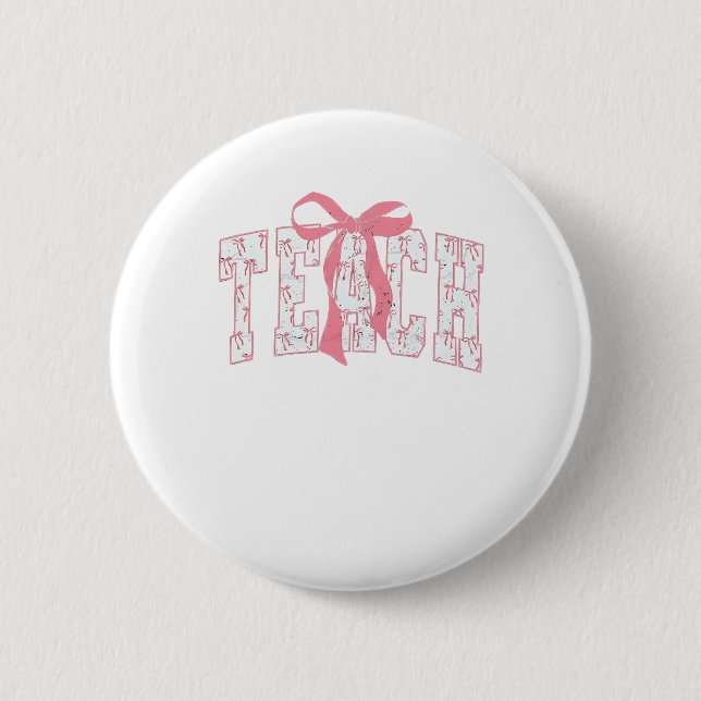 Coquette Bow Pencil Design Teacher Educators   Button (Front)