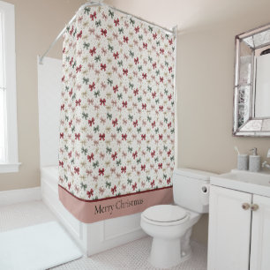 Coquette Bow Personalized Christmas Holiday Shower Curtain