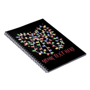 Coquette Bow Personalized Christmas Lights Holiday Notebook