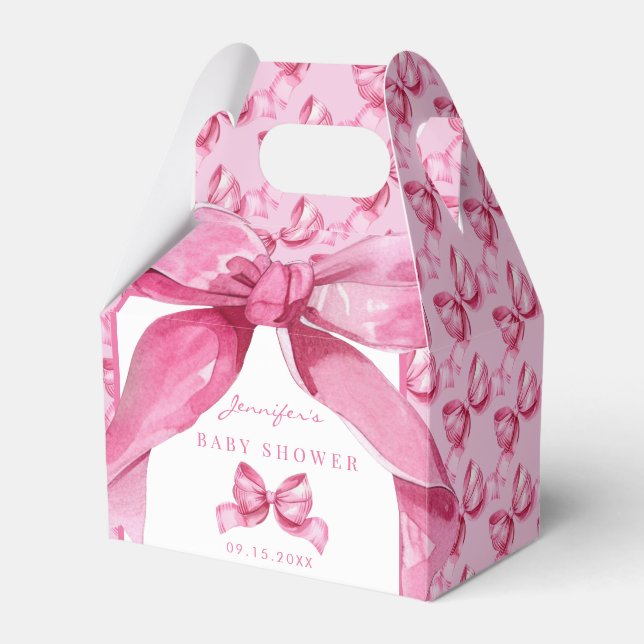 Coquette Bow | Pink Baby Girl Shower  Favor Boxes (Front Side)