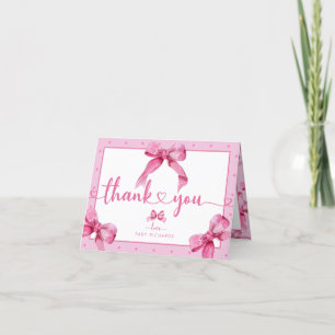 Coquette Bow   Pink Baby Girl Shower  Thank You Card