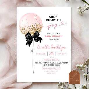 Coquette Bow Pink Baby Shower Birthday Invitation
