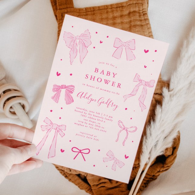 Coquette Bow Pink Baby Shower Invitation (Creator Uploaded)