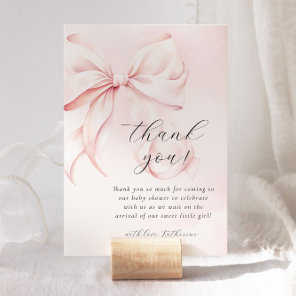 Coquette Bow Pink Baby Shower Thank You Card