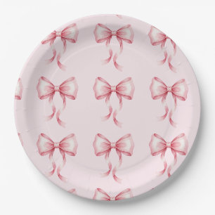 Coquette Bow Pink Birthday Party  Paper Plates