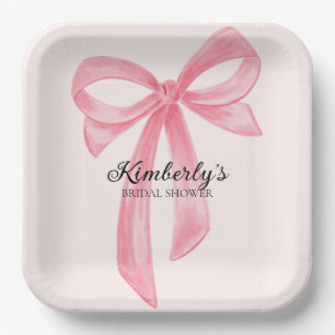 Coquette Bow Pink Bridal Shower Paper Plates