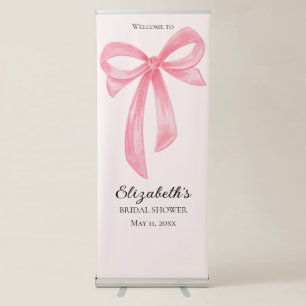 Coquette Bow Pink Bridal Shower Retractable Banner