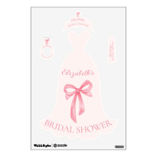 Coquette Bow Pink Bridal Shower Wall Decal