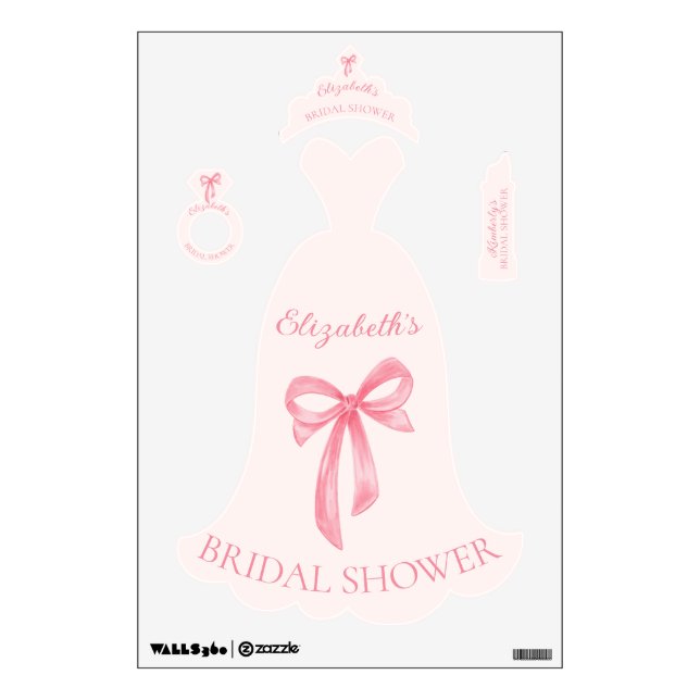 Coquette Bow Pink Bridal Shower Wall Decal (Front)
