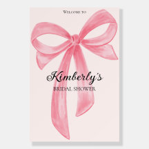 Coquette Bow Pink Bridal Shower Welcome Display