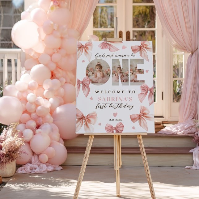 Coquette Bow Pink Girls First Birthday Welcome Foam Board (Coquette Bow Pink Girls First Birthday Welcome Foam Board)
