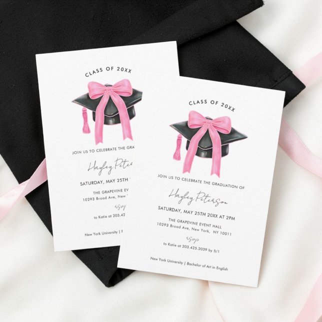 Coquette Bow Pink Graduation Party Invitation (Creator Uploaded)