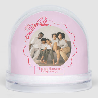Coquette bow pink red christmas modern cute snow globe