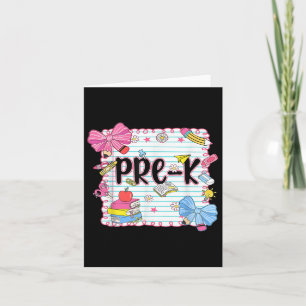 Coquette Bow Pre-k First Day Of School Teacher Kid Card