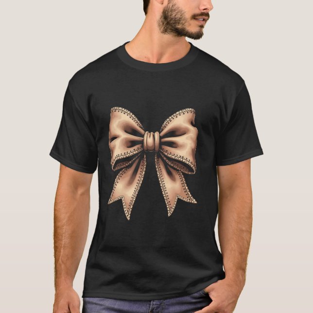 Coquette Bow Pumpkin American Football Thanksgivin T-Shirt (Front)
