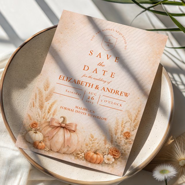 Coquette Bow Pumpkin Autumn Wedding Save The Date (Creator Uploaded)