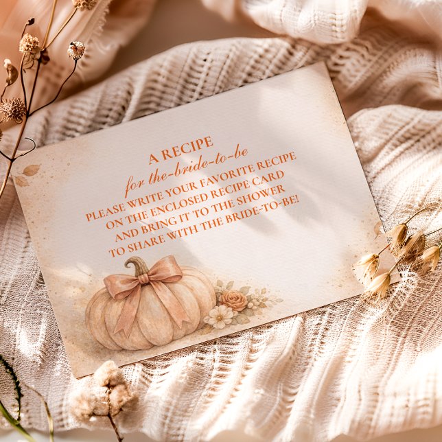 Coquette Bow Pumpkin Bridal Shower Enclosure Card (Creator Uploaded)