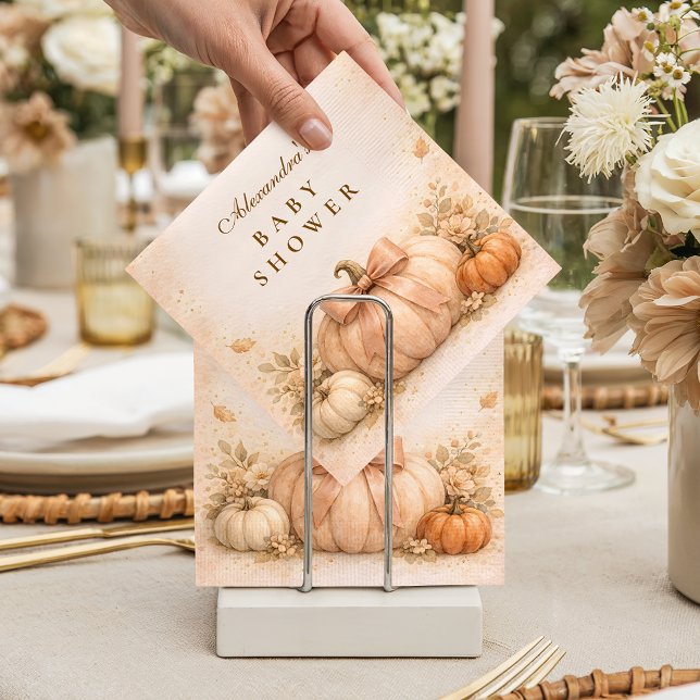 Coquette Bow Pumpkin Fall Baby Shower Napkins (Creator Uploaded)