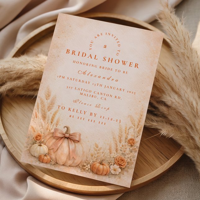 Coquette Bow Pumpkin Fall Bridal Shower Invitation (Creator Uploaded)