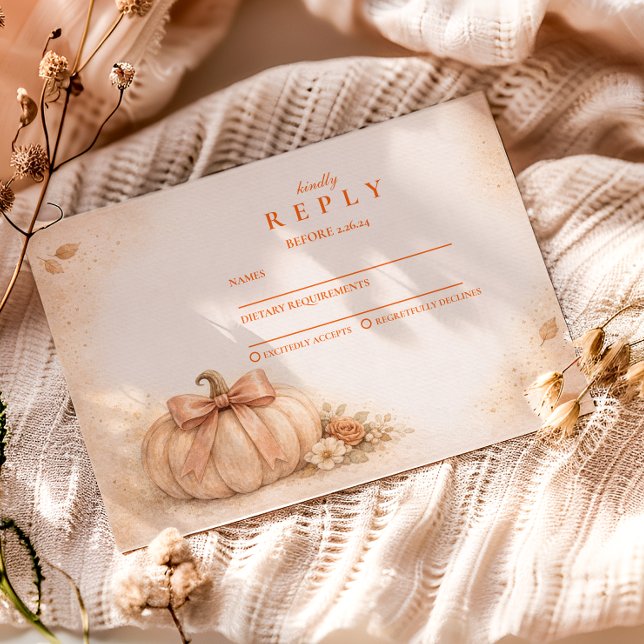 Coquette Bow Pumpkin Fall Graduation RSVP Card (Creator Uploaded)