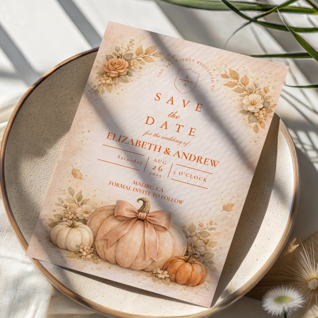 Coquette Bow Pumpkin Fall Wedding Save The Date (Creator Uploaded)