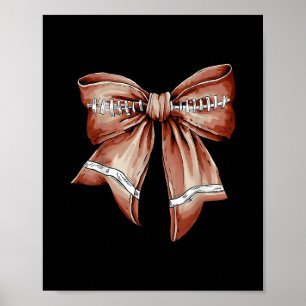 Coquette Bow Pumpkin Footll Mom Girls Thanksgiving Poster