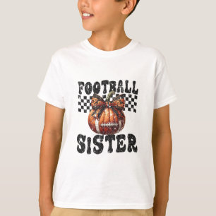 Coquette Bow Pumpkin Footll Sister Game Day Thanks T-Shirt