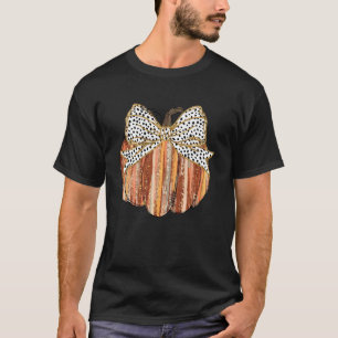 Coquette Bow Pumpkin Season Autumn Fall Leaves Tha T-Shirt