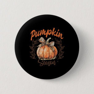 Coquette Bow Pumpkin Season Thanksgiving Autumn Fa Button